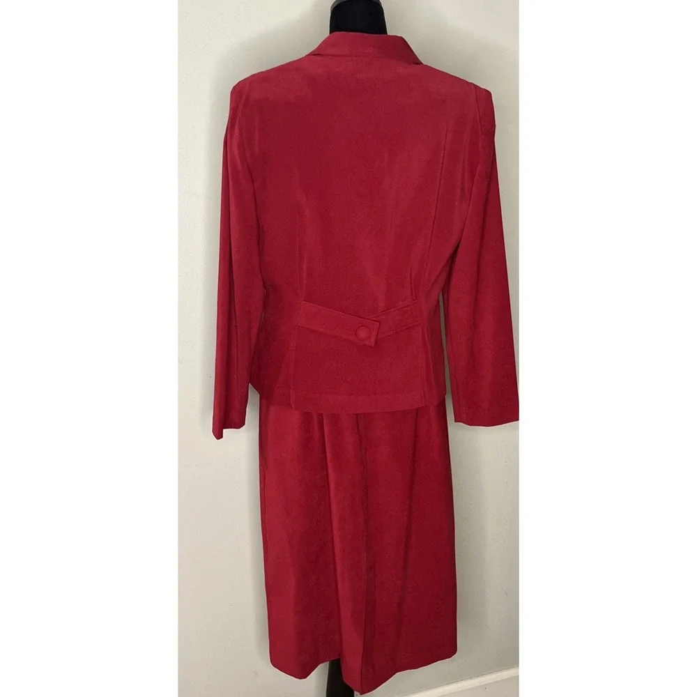 VTG Jessica Howard Red Matching Skirt & Jacket Set 12 Petite Career Co-ord